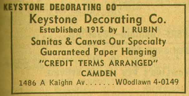 1486-A Kaighn Avenue — Keystone Decorating Company, 1955 NJ Bell Yellow Pages