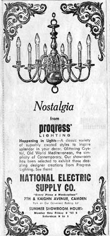 Nostalgia from Progress Lighting Advertisement. Camden Courier-Post, August 4, 1971