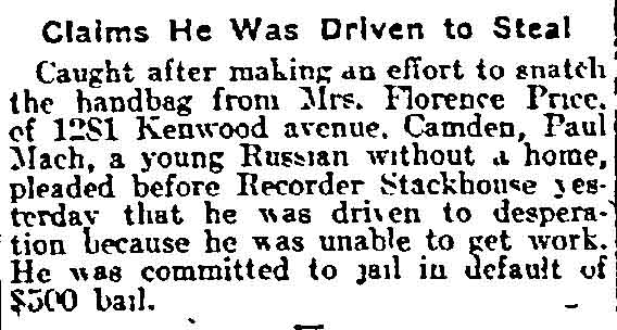 Philadelphia Inquirer, December 23, 1914 — handbag snatched from Mrs. Florence Price at 1281 Kenwood Avenue