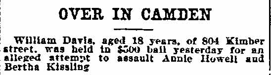 Philadelphia Inquirer, September 5, 1900 — William Davis of 804 Kimber Street