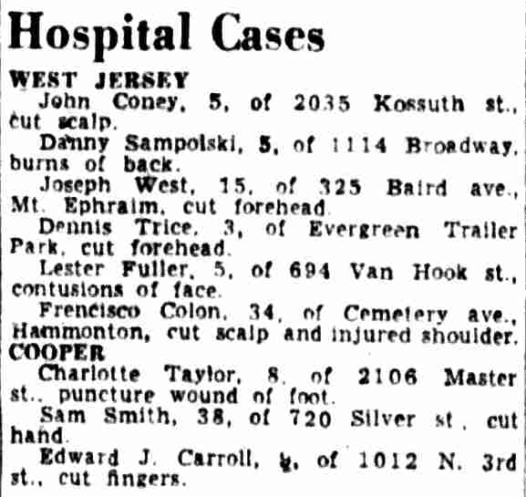 Hospital Cases — Camden Courier-Post, August 14, 1956