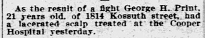 Philadelphia Inquirer, August 6, 1906 — George Print fight at 1814 Kossuth Street