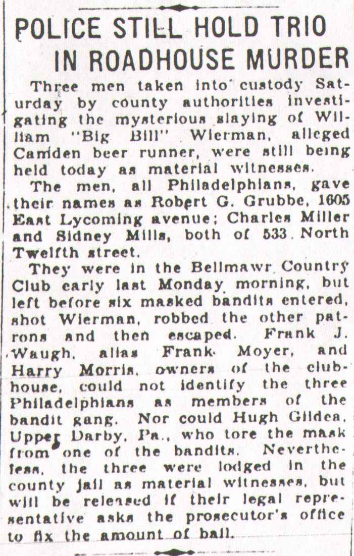 Police Still Hold Trio in Roadhouse Murder, Camden Courier-Post, May 5, 1930