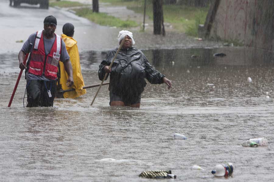 Flooded intersection of Norris Street and Lansdowne Avenue during a thunderstorm, July 14, 2010