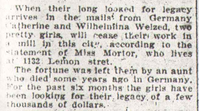 Miss Mortor item, Camden Daily Courier, January 29, 1909