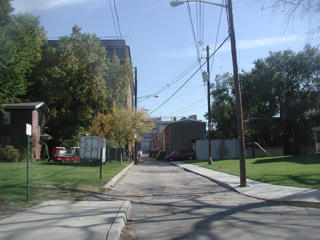 Looking east on Lawrence Street from North 4th Street, October 31, 2005