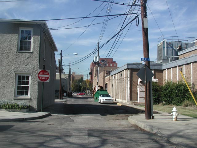 Looking west on Lawrence Street from North 4th Street, October 31, 2005