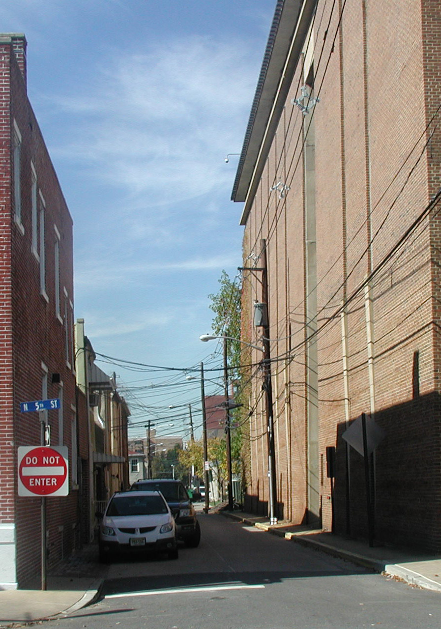 Looking west on Lawrence Street from North 5th Street, October 31, 2005