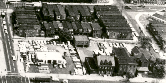 705 to 725 Lawrence Street, looking east, July 7, 1965, photograph by Bob Bartosz