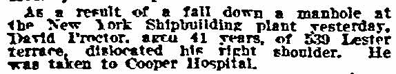 Injured at Shipyard — Philadelphia Inquirer, January 31, 1915