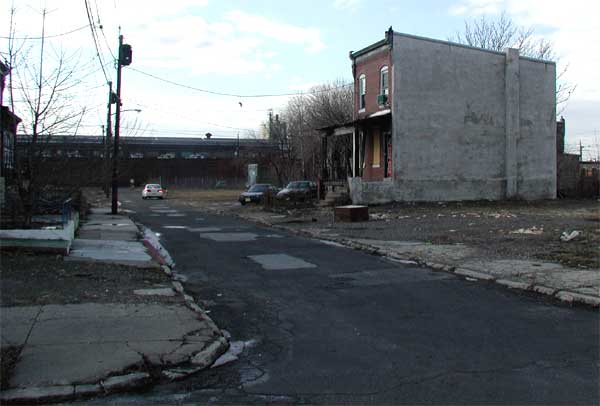 Looking Northwest from South 6th Street — Lester Terrace, February 7, 2004