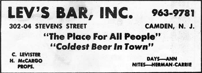 Lev's Bar at 302-304 Stevens Street, 1967