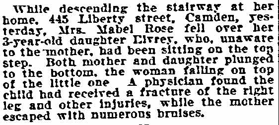445 Liberty Street — Mrs. Mabel Rose, Philadelphia Inquirer, August 1, 1906
