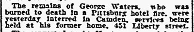 451 Liberty Street — George Waters, Philadelphia Inquirer, January 13, 1899