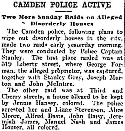 Camden Police Active, Philadelphia Inquirer, July 20, 1903