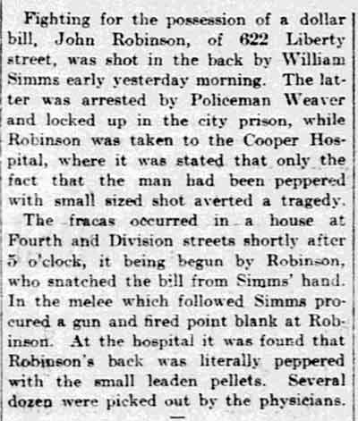 622 Liberty Street — John Robinson, Philadelphia Inquirer, August 6, 1906