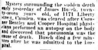 1171 Liberty Street — James Busch, Philadelphia Inquirer, March 16, 1922