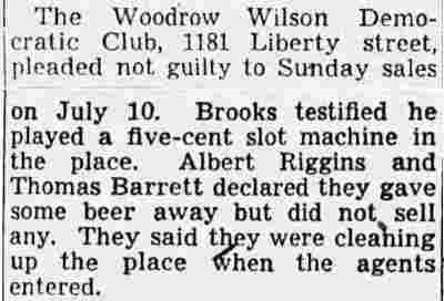 1181 Liberty Street — Woodrow Wilson Democratic Club, Camden Courier-Post, January 24, 1939