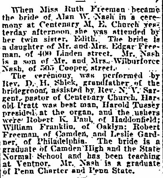 Philadelphia Inquirer, June 4, 1922 — Edgar Freeman, 400 Linden Street