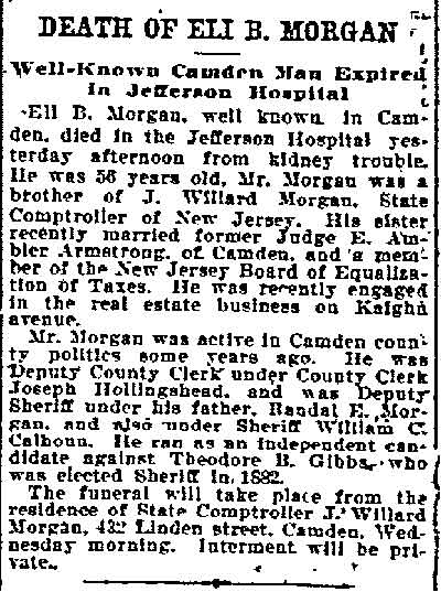 Philadelphia Inquirer, May 8, 1907 — J. Willard Morgan, 432 Linden Street