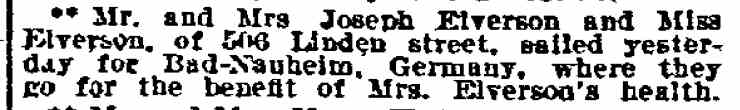 Philadelphia Inquirer, November 15, 1910 — Joseph Elverson, 506 Linden Street