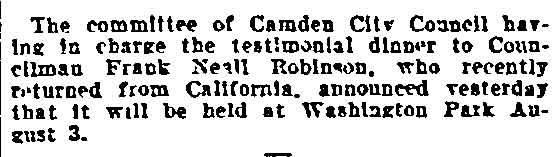 Philadelphia Inquirer, July 26, 1895 — Frank Neill Robinson, 518 Linden Street