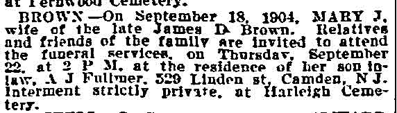 Philadelphia Inquirer, September 22, 1904 — A.J. Fullmer, 529 Linden Street