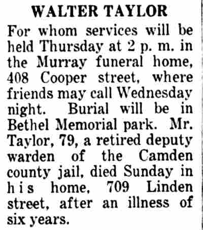Camden Courier-Post, May 23, 1950 — Walter Taylor, 709 Linden Street
