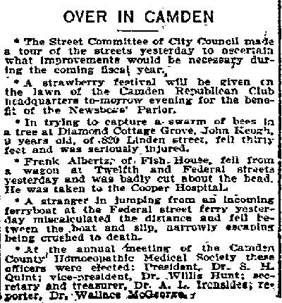Philadelphia Inquirer, June 11, 1897, Camden news column
