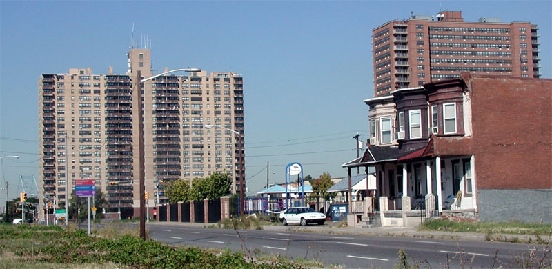 Looking west on Linden Street from North 10th Street, October 1, 2005