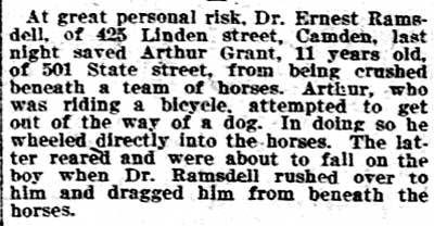Philadelphia Inquirer, May 16, 1906 — Dr. Ernest Ramsdell, 425 Linden Street