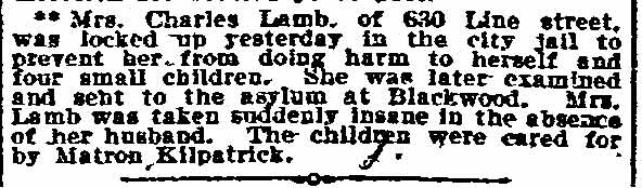 630 Line Street — Mrs. Charles Lamb, Philadelphia Inquirer, March 18, 1909