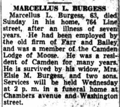 764 Line Street — Burgess family, Camden Courier-Post, December 14, 1943