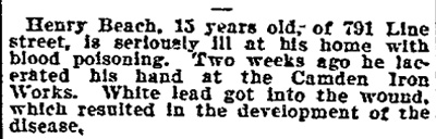 791 Line Street — Henry Beach, Philadelphia Inquirer, July 27, 1906