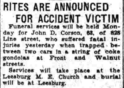 828 Line Street — John D. Corson, Camden Courier-Post, February 9, 1935