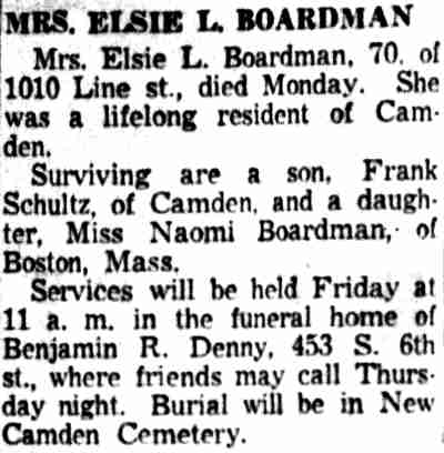 1010 Line Street — Mrs. Elsie L. Boardman, Camden Courier-Post, December 21, 1955