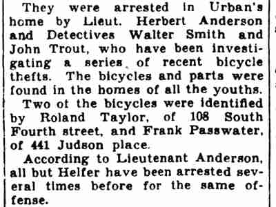 4 Youths Arrested in Bicycle Thefts (continued) — Camden Courier-Post, January 12, 1933