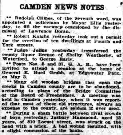Newspaper clipping about 810 Locust Street, 1905