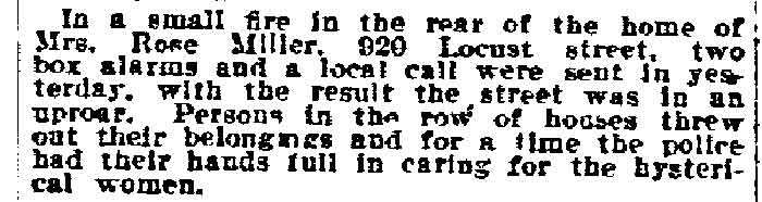 Newspaper clipping about 920 Locust Street, 1914