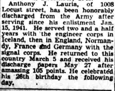 Newspaper clipping about 1008 Locust Street, 1945