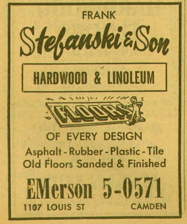 1107 Louis Street — Frank Stefanski & Son, 1955 NJ Bell Telephone Yellow Pages ad