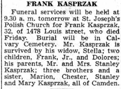 1480 Louis Street — Frank Kasprzak & Family, Camden Courier-Post February 28, 1938
