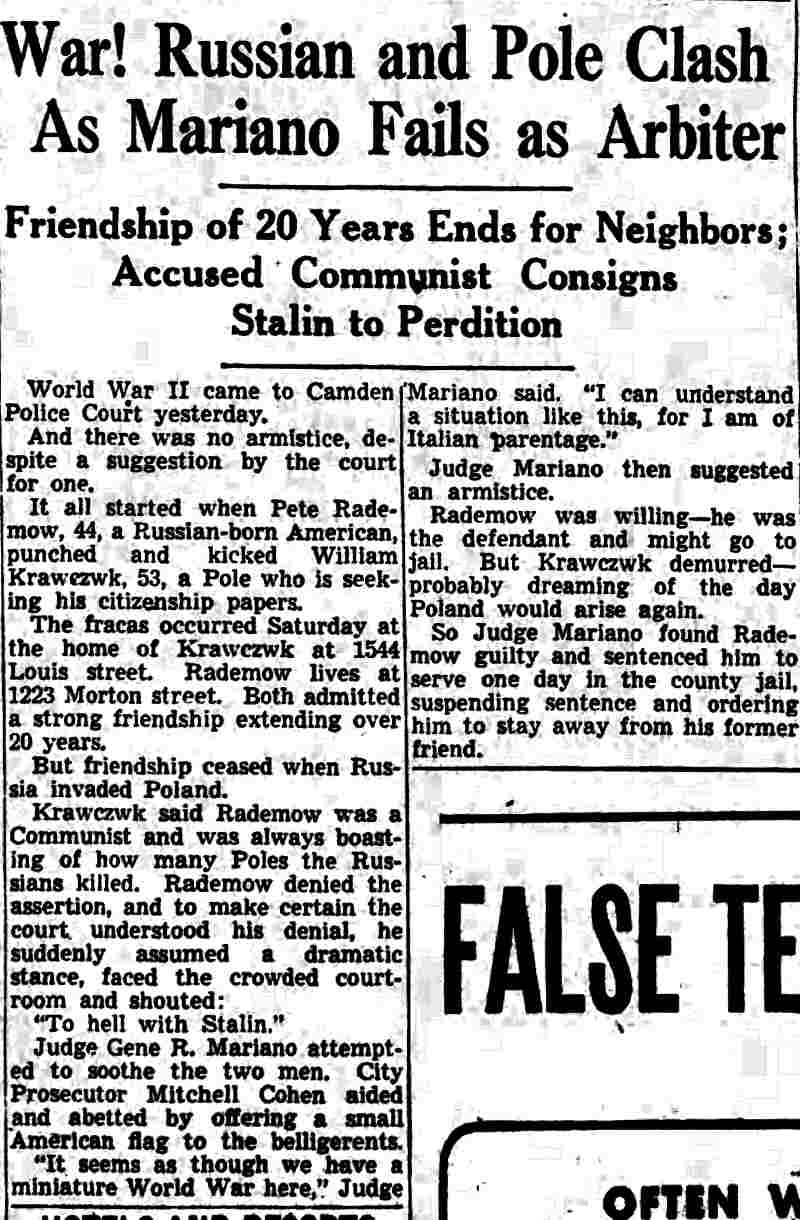 1544 Louis Street — William Krawczyk & Family, Camden Courier-Post February 28, 1940