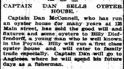 William 'Billy' Dieffendorff, oyster restaurant at 125 Main Street, Camden Daily Courier March 25, 1914