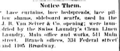 Swiss Laundry's Clean Linen Laundry advertisement, 511 Main Street, Camden Daily Telegram, October 14, 1895