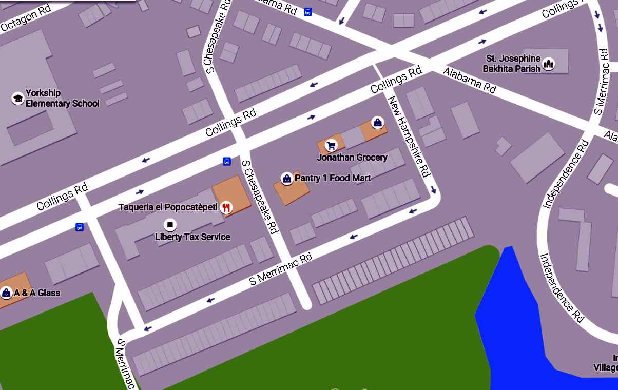 Map of South Merrimac Road area, Fairview neighborhood