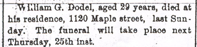Camden Courier, October 23, 1894 — William G. Dodel death notice