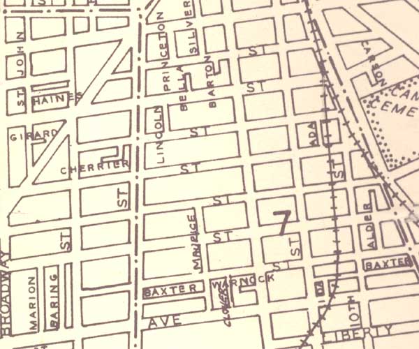 1946 Map of Camden — Broadway and Mount Ephraim Avenue, north of Kaighn Avenue; Princeton Avenue runs vertically in upper center