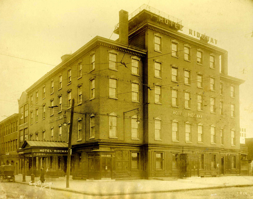 Hotel Ridgway, 1914 — view of southeast corner of Market Street and Delaware Avenue, Camden NJ
