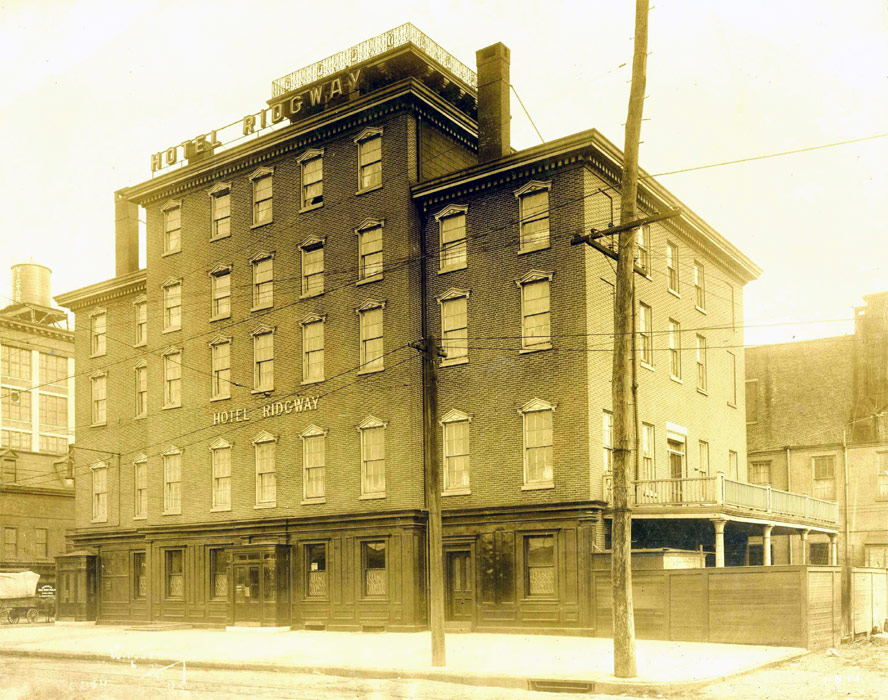 Hotel Ridgway, 1914 — view of northeast corner of Market Street and George Street, Camden NJ